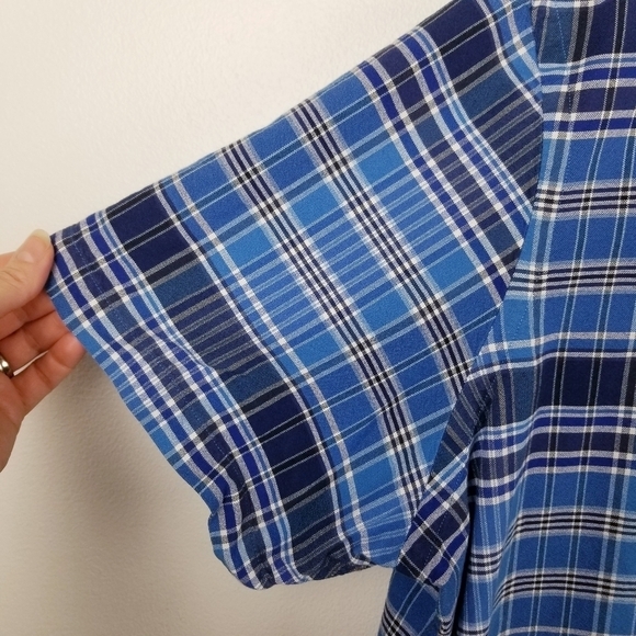 Ralph Lauren Blue Plaid Short Sleeve Button Front Shirt, size XXL - Picture 6 of 9